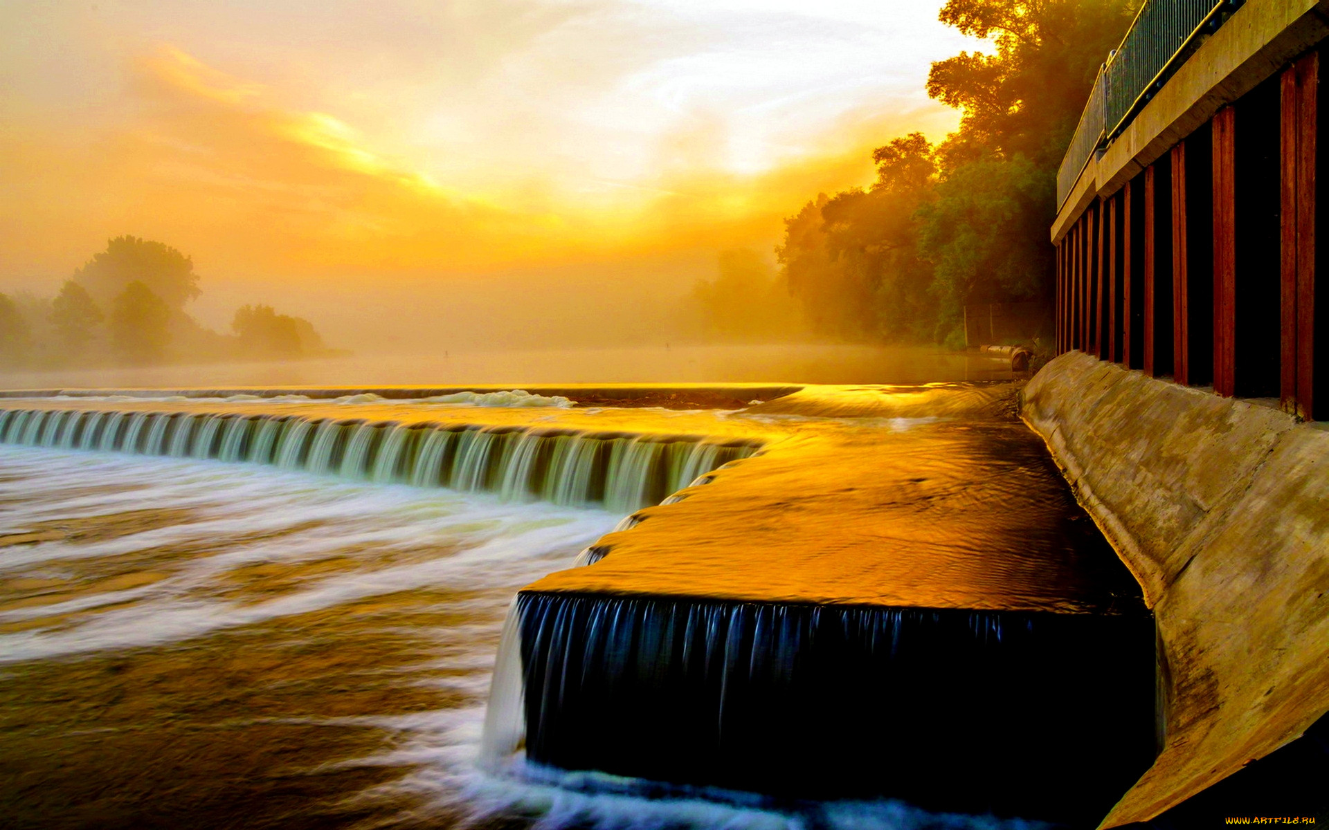 river, flow, at, sunset, , , , , , 